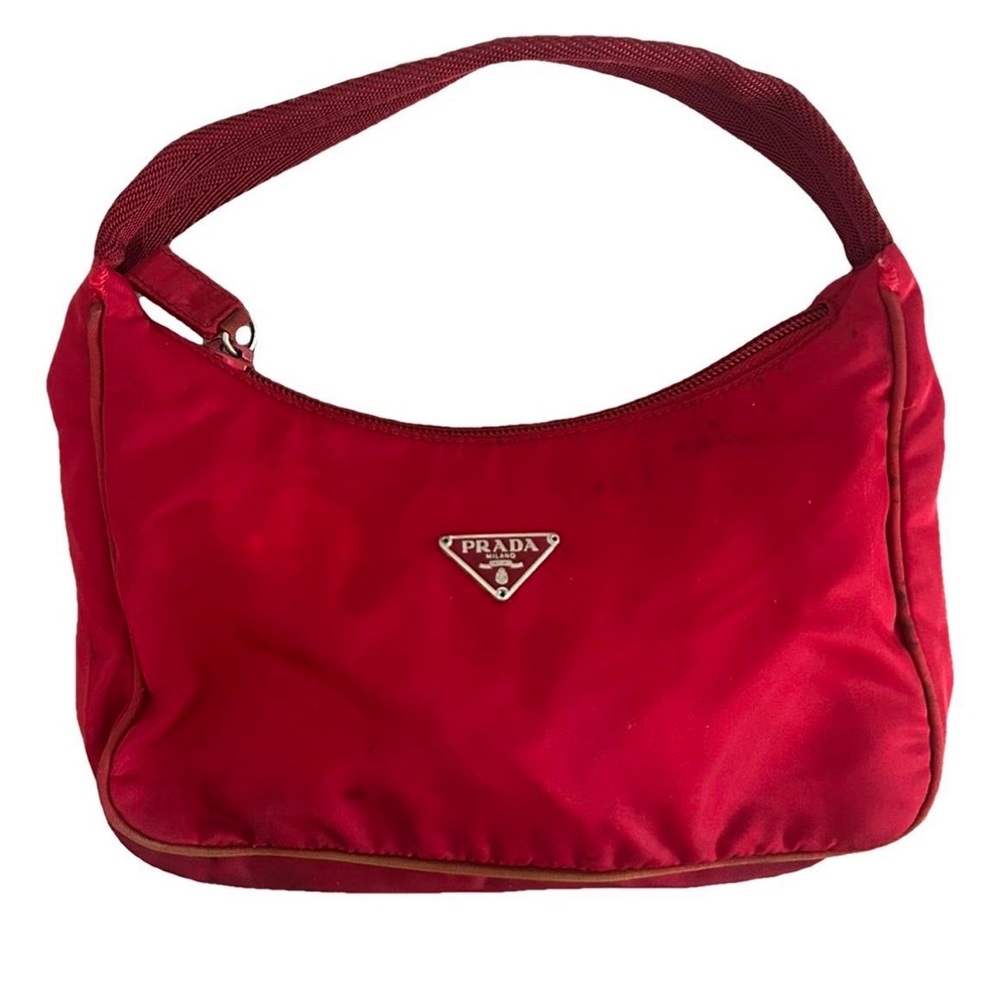 Prada red nylon handbag